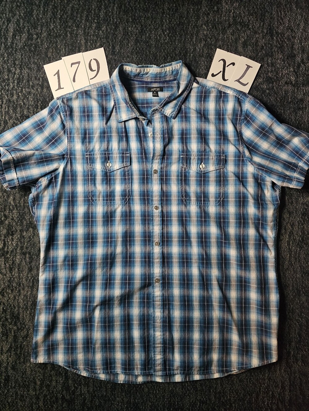 Apt. 9 Blue Plaid Casual Button-Down Shirt